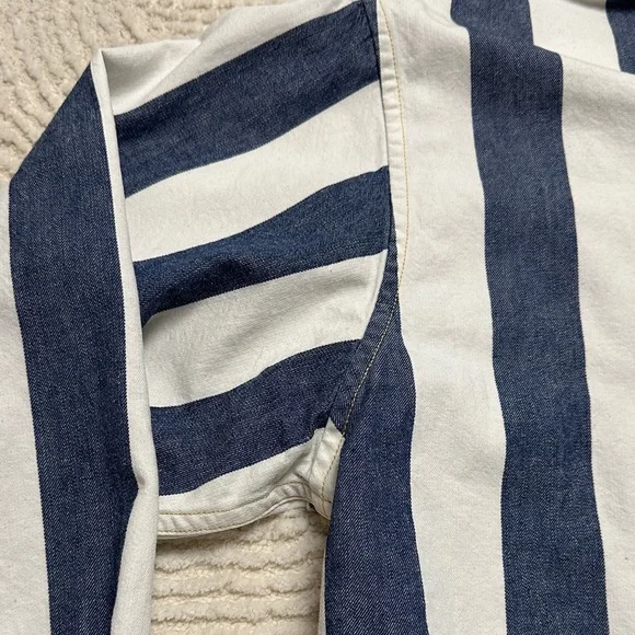 Silver Tab Levi’s Jeans Navy and White Striped Casual Shirt Oversized M - Picture 9 of 15